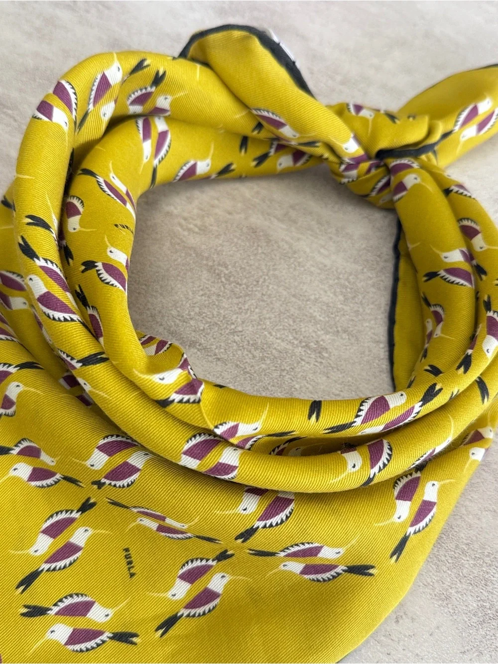 Furla Chartreuse Patterned Silk Square Scarf